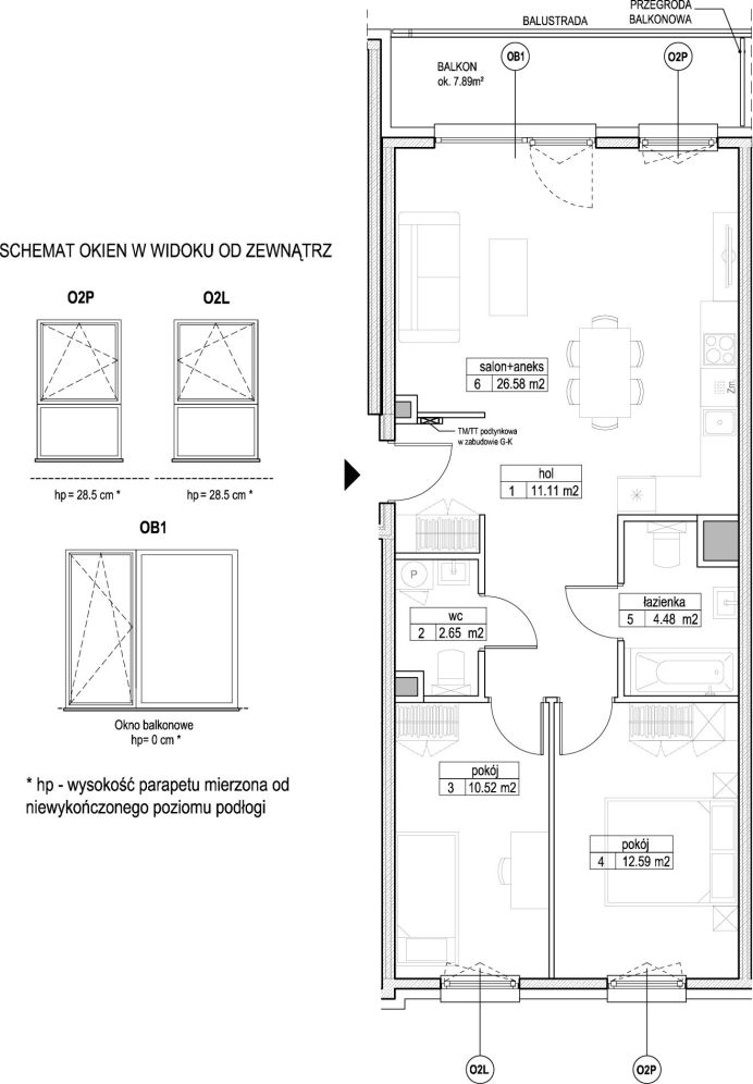 INPRO S.A. - Atut - mieszkanie 3-pok. 67.93 m2 łazienka i oddzielna toaleta: zdjęcie 94244614