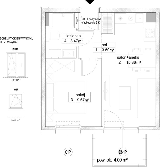 INPRO S.A. - Atut - mieszkanie 2-pok. 32.00 m2: zdjęcie 92426305