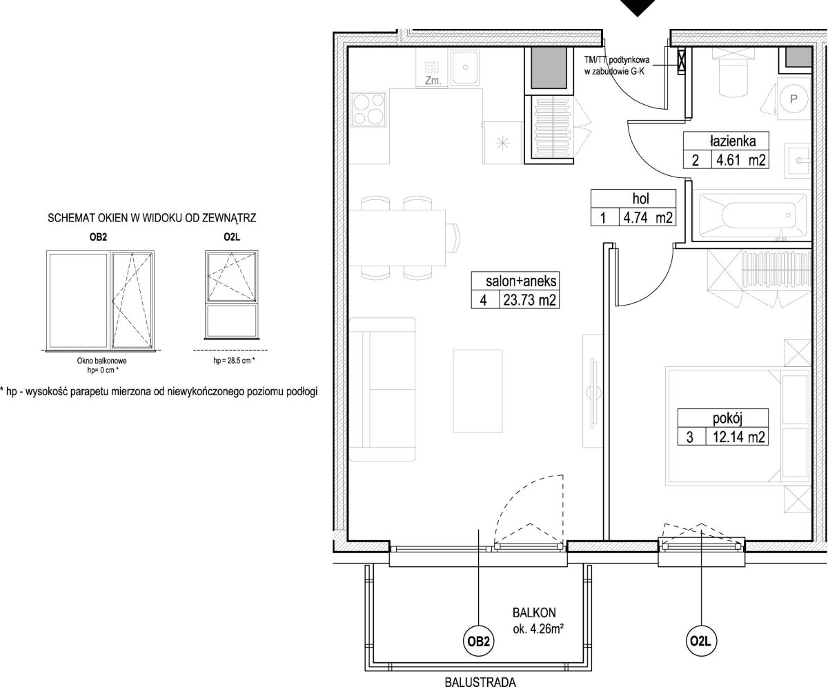 INPRO S.A. - Atut - mieszkanie 2-pok. 45.22 m2: zdjęcie 94245690