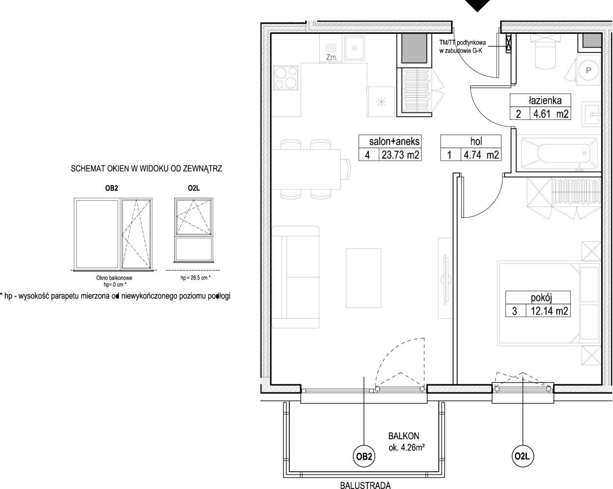 INPRO S.A. - Atut - mieszkanie 2-pok. 45.22 m2: zdjęcie 94245868