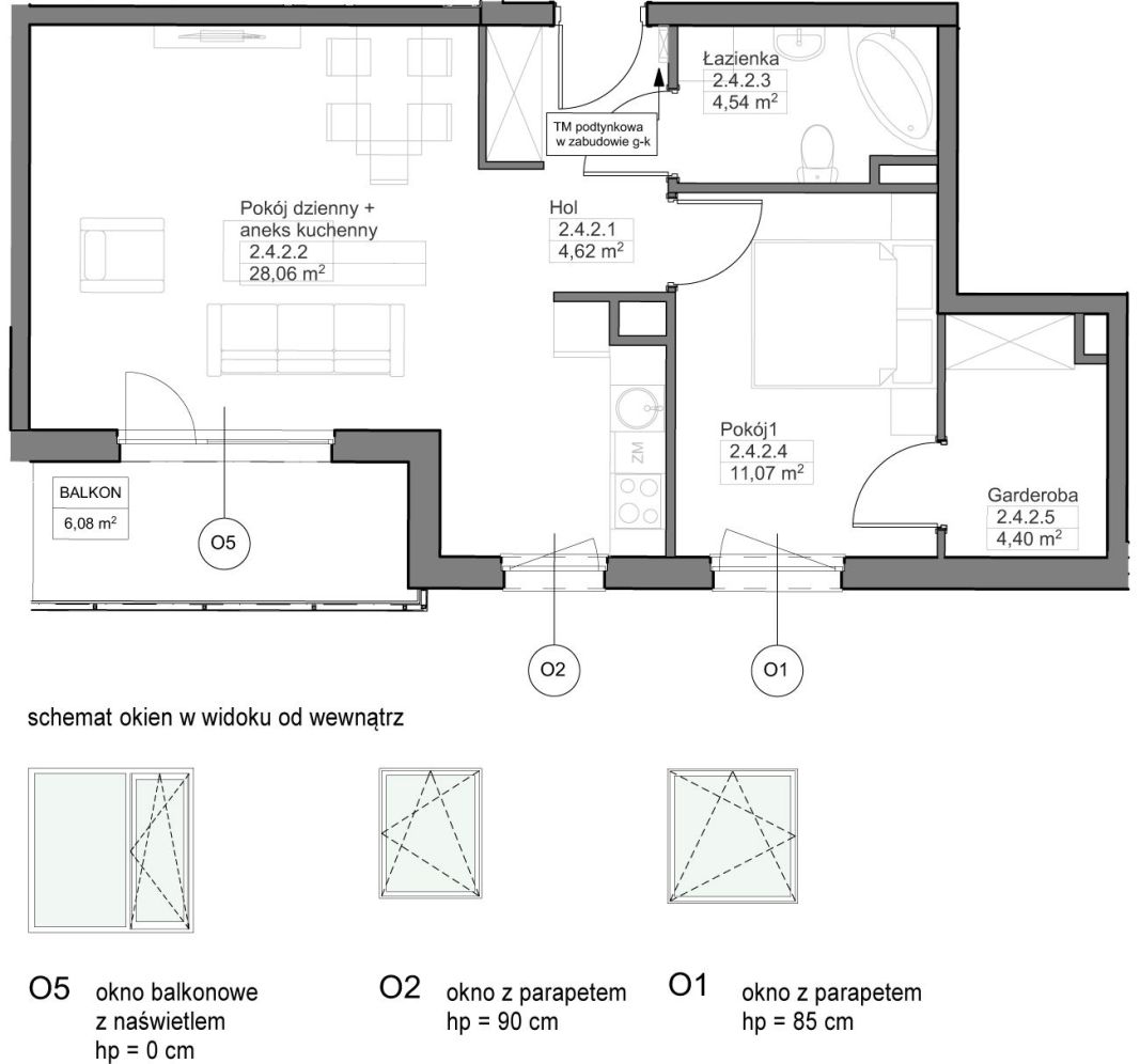 INPRO S.A. - OPTIMA - mieszkanie 2-pok. 52.69 m2 garderoba: zdjęcie 94257598