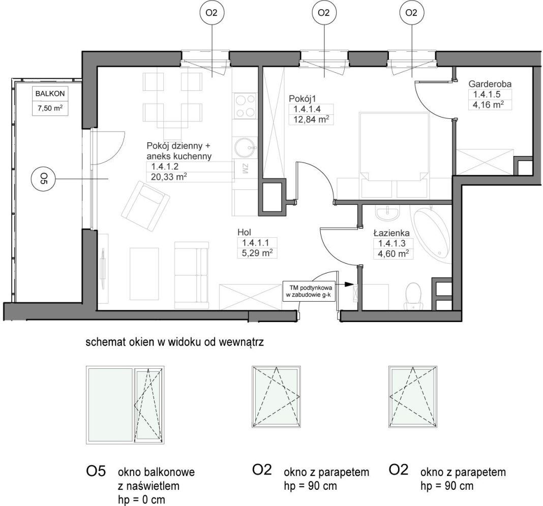 INPRO S.A. - OPTIMA - mieszkanie 2-pok. 47.22 m2 garderoba: zdjęcie 94258279