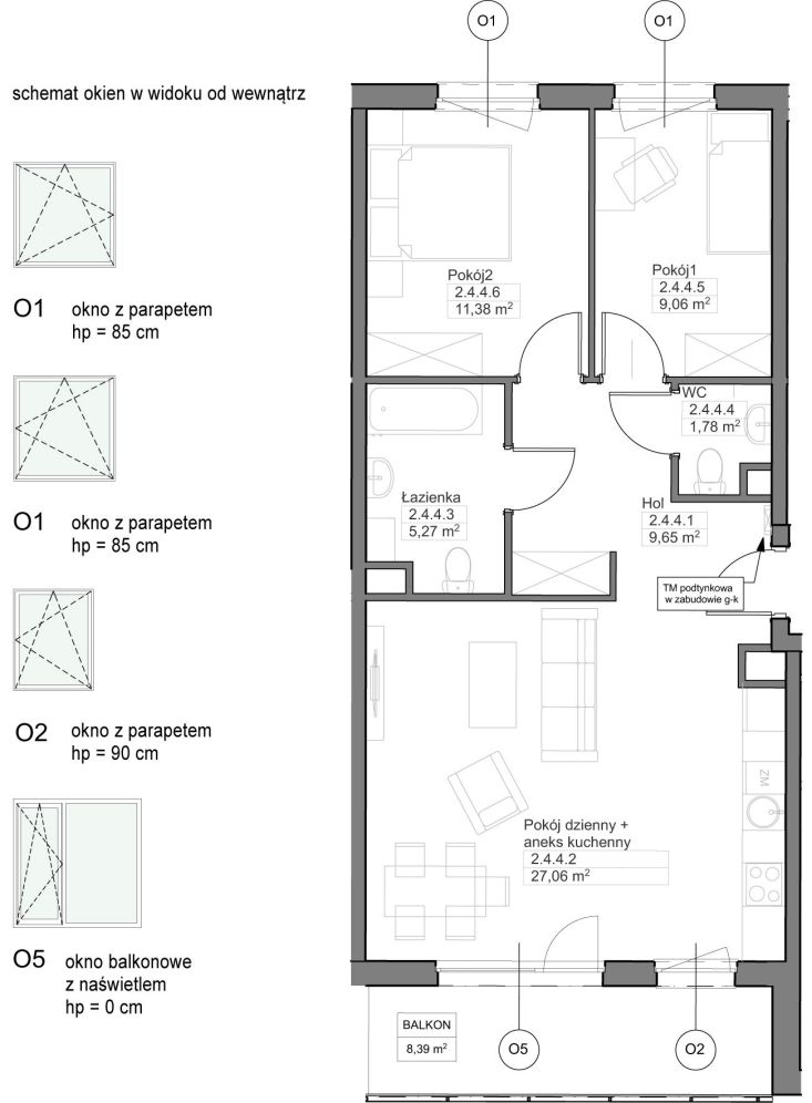 INPRO S.A. - OPTIMA - mieszkanie 3-pok. 64.20 m2 łazienka i oddzielna toaleta: zdjęcie 94258714