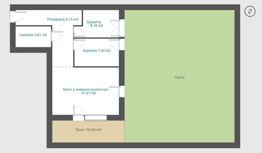 3 Pokoje | Taras z ogrodem 150 m2 | 1 piętro: zdjęcie 93799420
