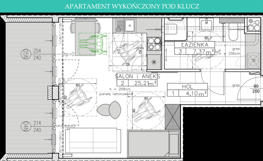 Remedium - apartament A.1.8 - Apartament inwestycyjny wykończony pod klucz: zdjęcie 92614734