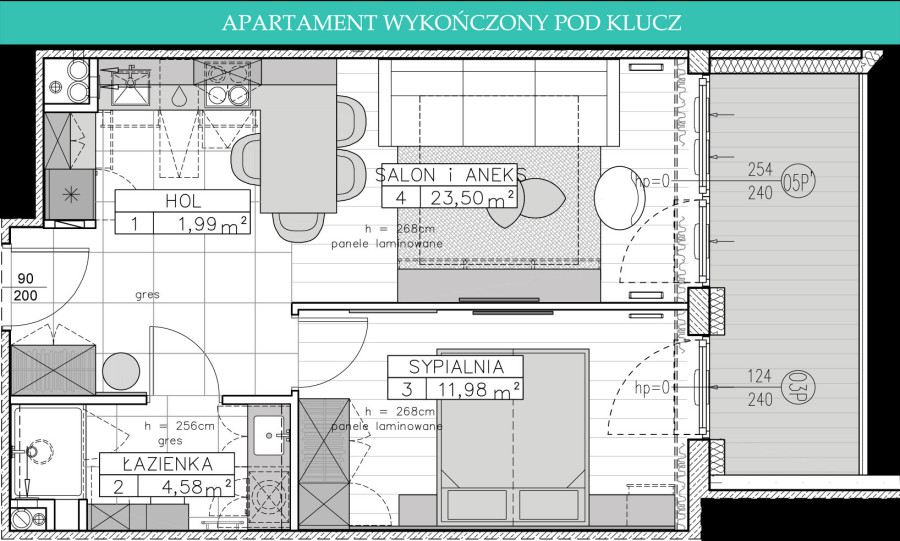 Remedium - apartament A.2.1 - Apartament inwestycyjny wykończony pod klucz: zdjęcie 92614735