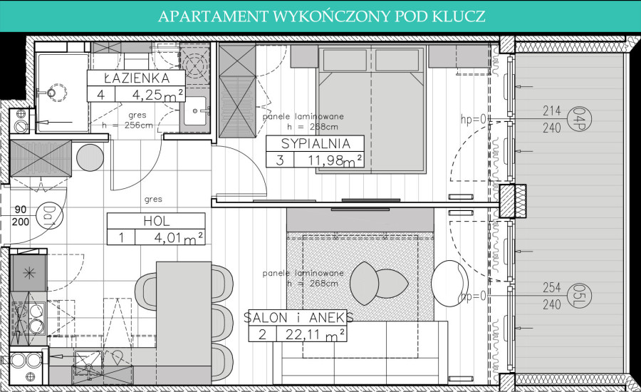 Remedium - apartament A.2.15 - Apartament inwestycyjny wykończony pod klucz: zdjęcie 92614736