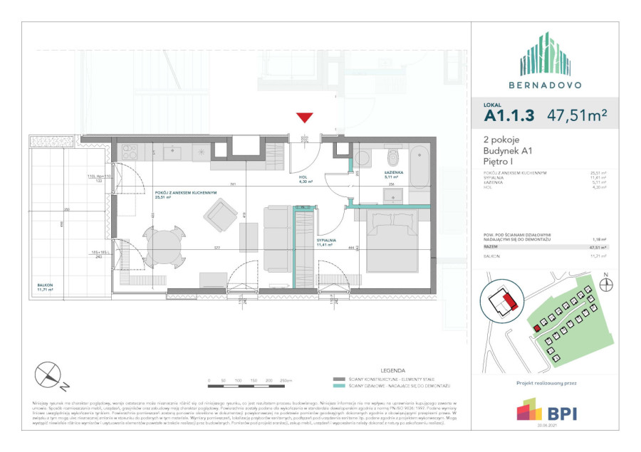 Bernadovo - Mieszkanie 2 - pokojowe, 47,51 m2, Gdynia: zdjęcie 92562960