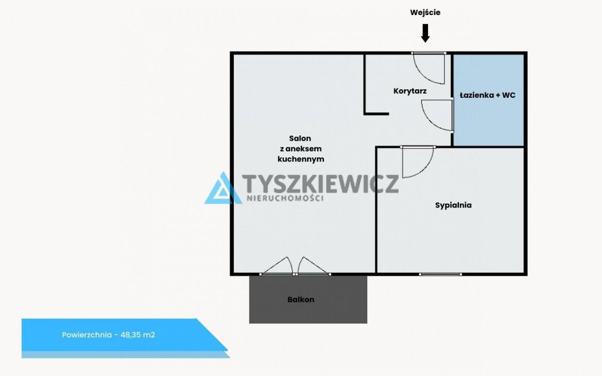 Apartament 2 pokoje 48 m2 Gdańsk Brzeźno: zdjęcie 93597327