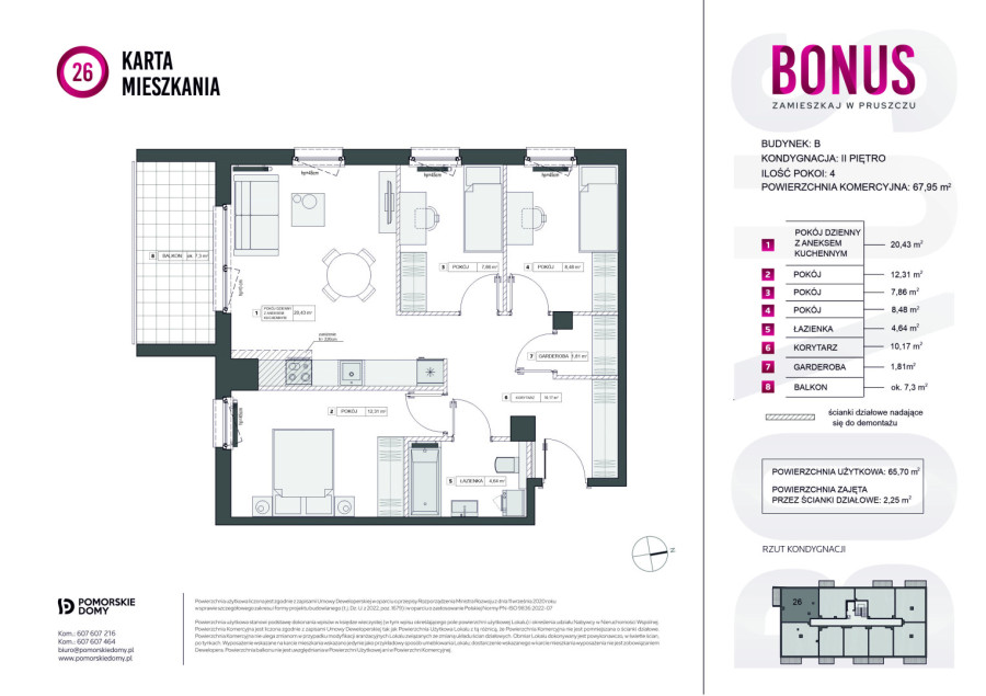 Bonus - 4-pokojowe (67,95 m2) mieszkanie z garderobą!: zdjęcie 92640763