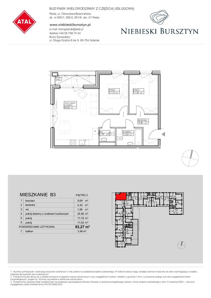 Niebieski Bursztyn Reda, mieszkanie B3 63.3m<sup>2</sup> - ATAL: zdjęcie 94152827