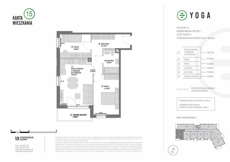 YOGA - nowe mieszkanie 3-pokojowe (56,84 m2) z balkonem - sprawdź!: zdjęcie 92655580
