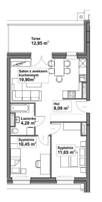 Nowe mieszkanie na wynajem 3 pokoje | miejsce w hali - Gdańsk Morena: zdjęcie 92835469