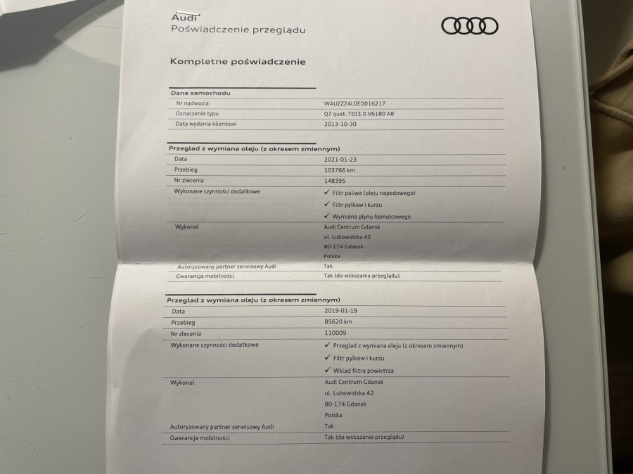 Audi Q7 3.0 TDI salon Gdańsk, serwis ASO: zdjęcie 92720616