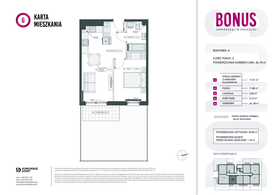 Bonus - mieszkanie 2-pokojowe (40,19 m2) z prywatnym ogrodem!: zdjęcie 92808691