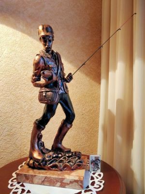 Duża figura 6kg Wędkarz -Wędkarstwo marmur - idealna na prezent