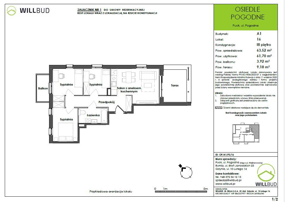 Nowe duże mieszkanie 65,52m2 w Pucku - Osiedle Pogodne A1/P3/16: zdjęcie 94385526