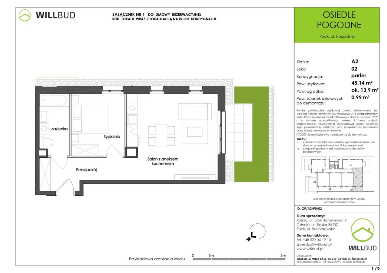 NOWE mieszkanie z ogródkiem 45,14m2 w Pucku - Osiedle Pogodne A2/P0/02: zdjęcie 92919693