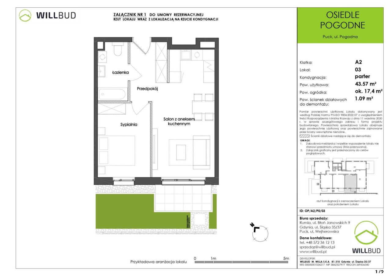 NOWE mieszkanie z ogródkiem 43,57m2 w Pucku - Osiedle Pogodne A2/P0/03: zdjęcie 92919699