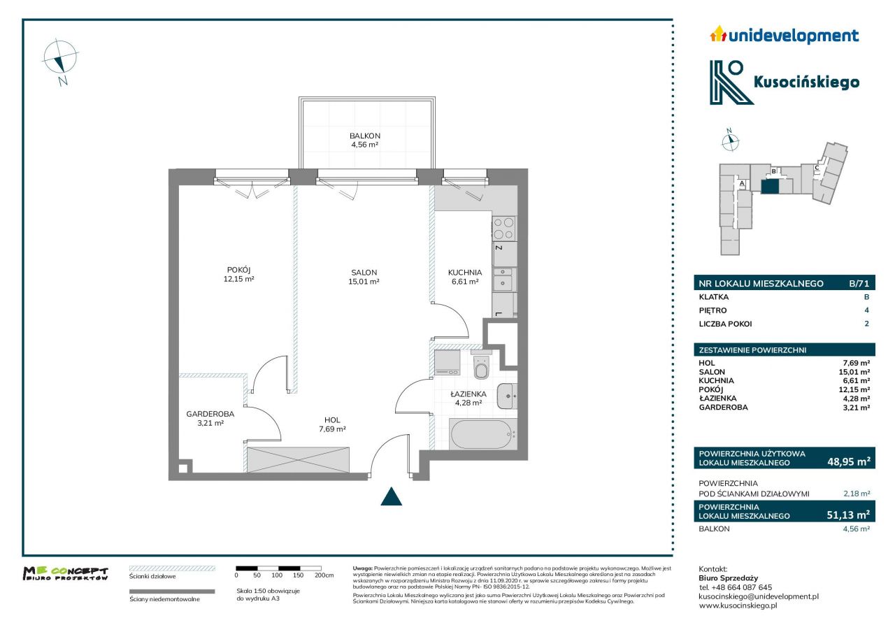 Kusocińskiego: funkcjonalne mieszkanie w doskonałej lokalizacji: 3 pokoje, 51 mkw: zdjęcie 93371544