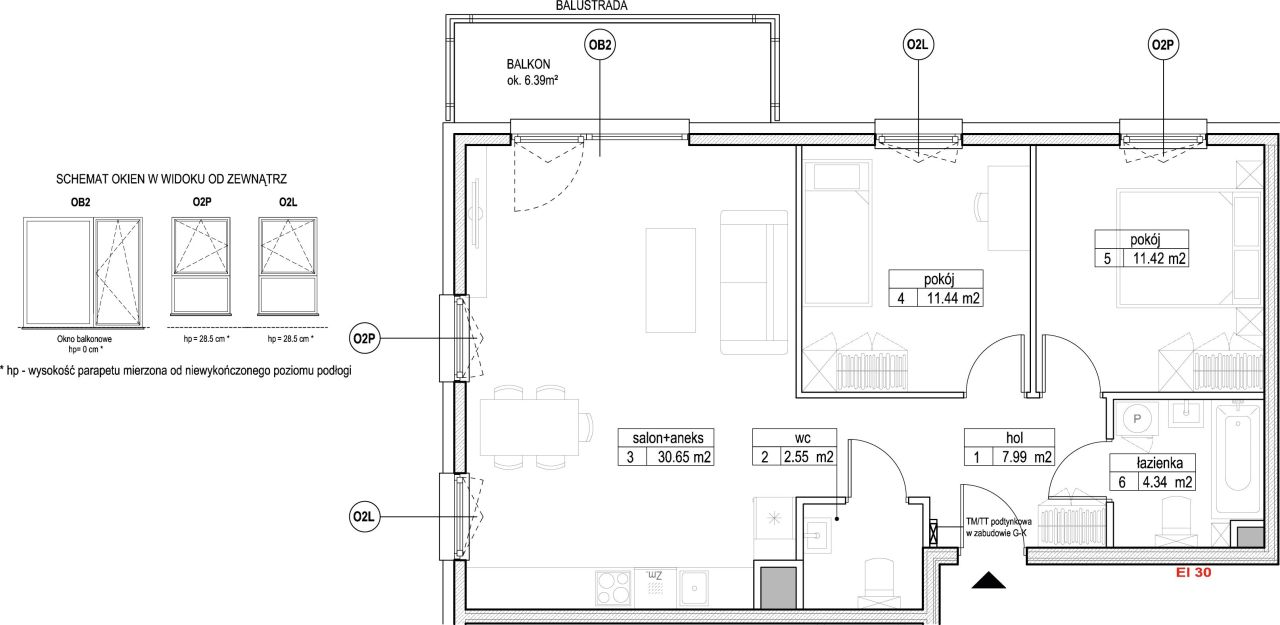 INPRO S.A. - Atut - mieszkanie 3-pok. 68.39 m2 łazienka i oddzielna toaleta: zdjęcie 94244748