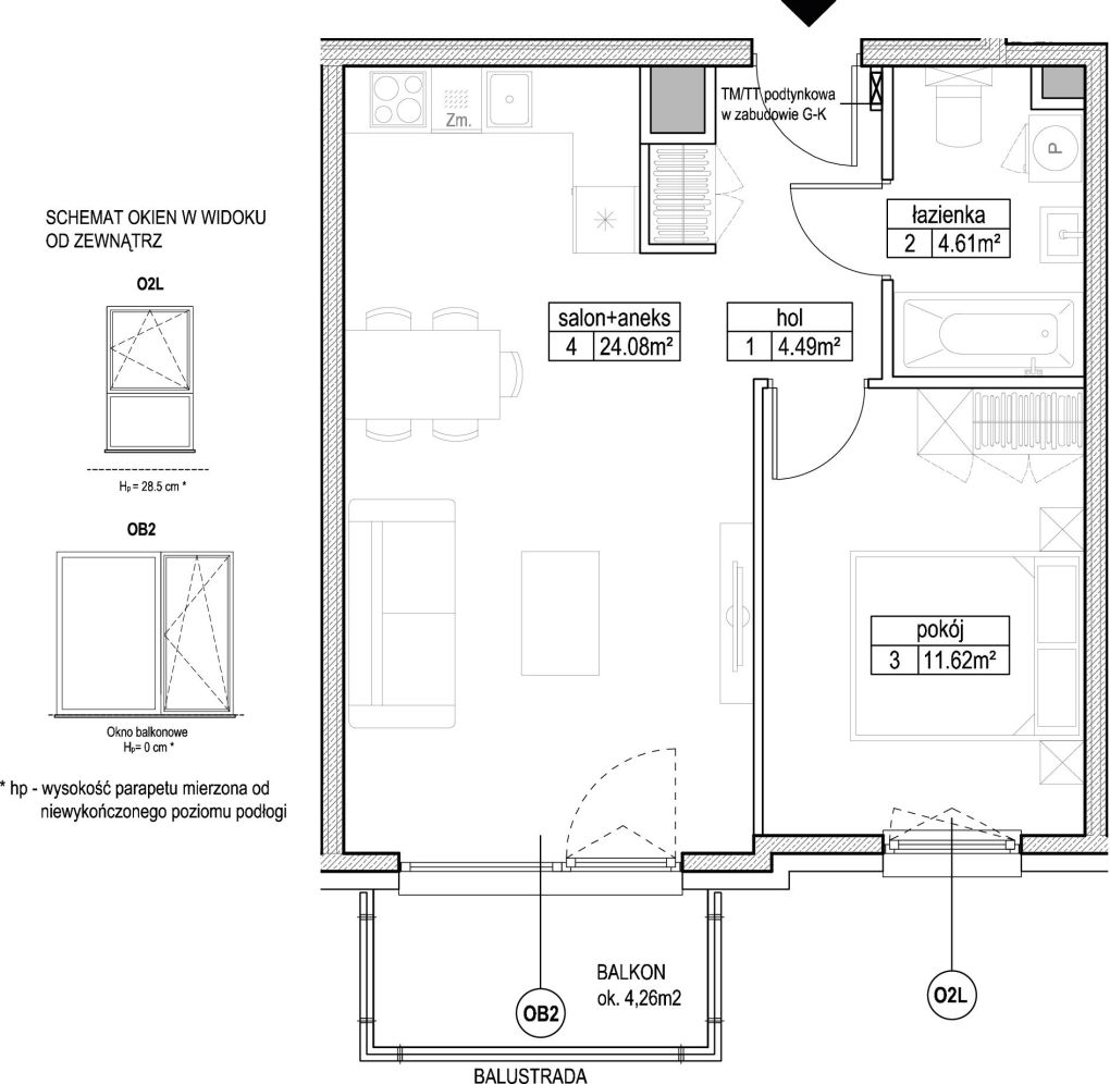 INPRO S.A. - Atut - mieszkanie 2-pok. 44.80 m2: zdjęcie 94246188