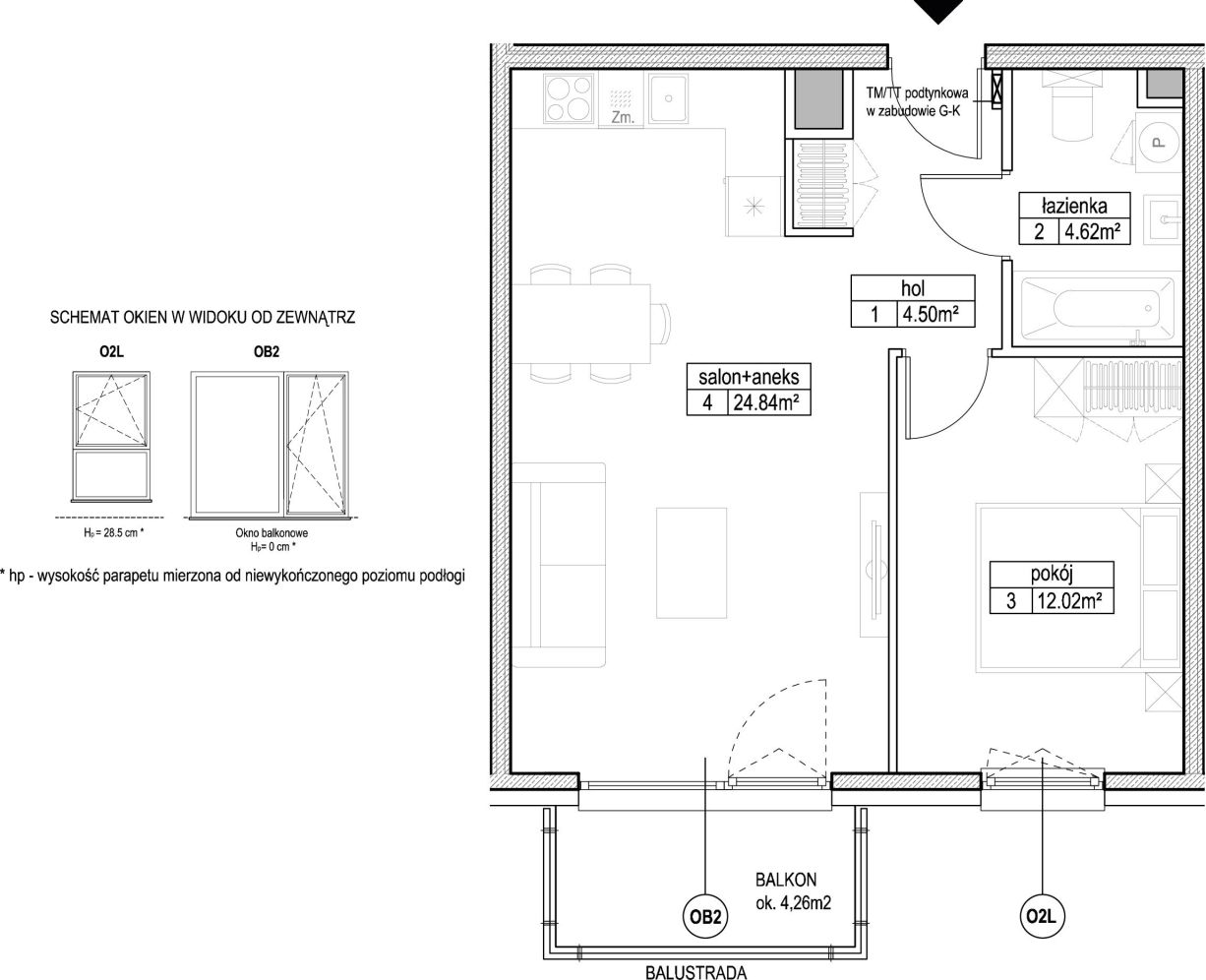 INPRO S.A. - Atut - mieszkanie 2-pok. 45.98 m2: zdjęcie 94246211