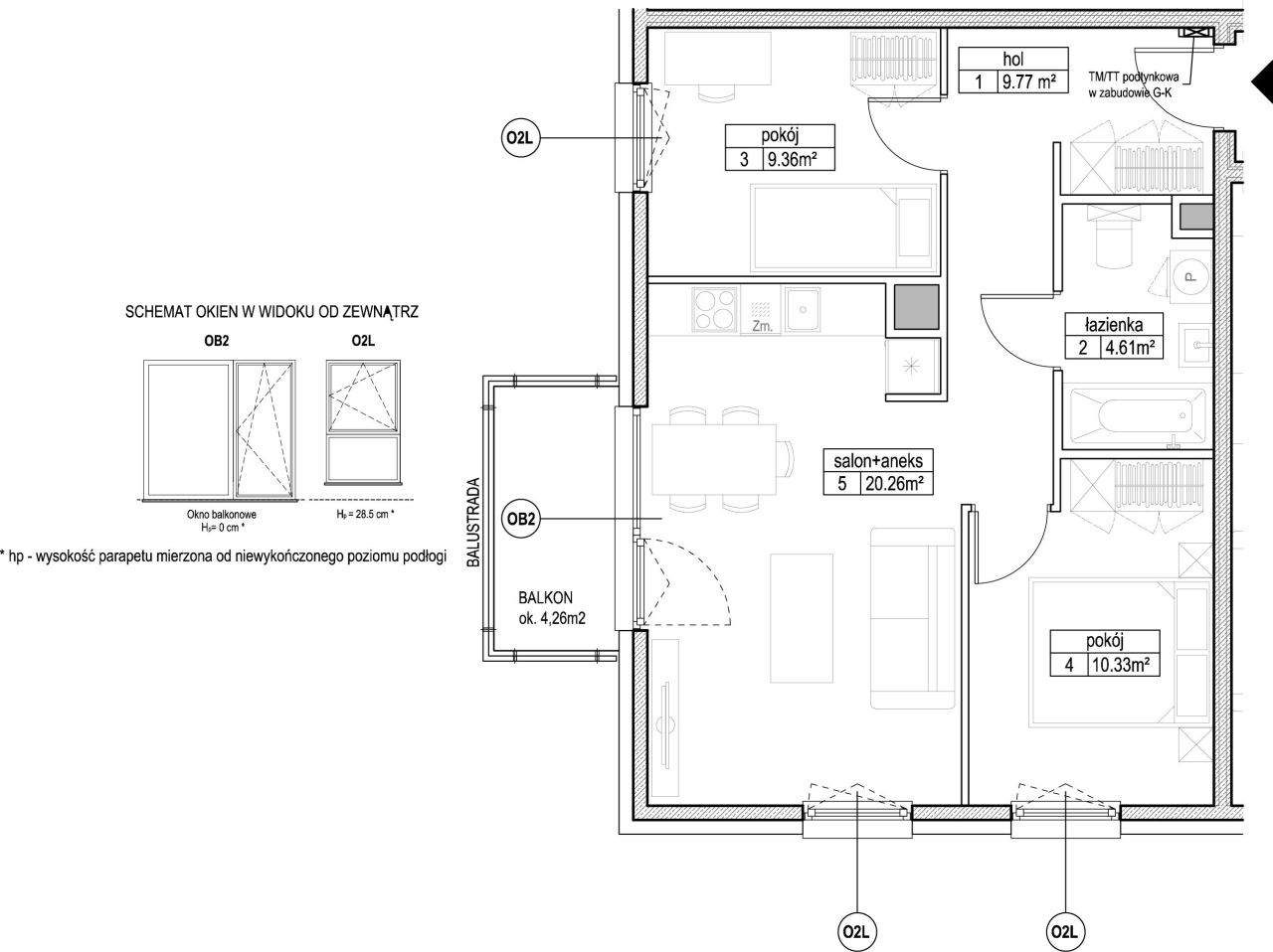 INPRO S.A. - Atut - mieszkanie 3-pok. 54.33 m2 łazienka i oddzielna toaleta: zdjęcie 94246231