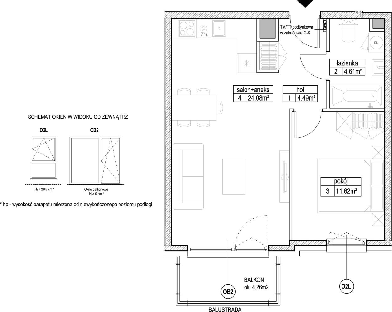 INPRO S.A. - Atut - mieszkanie 2-pok. 44.80 m2: zdjęcie 94246405