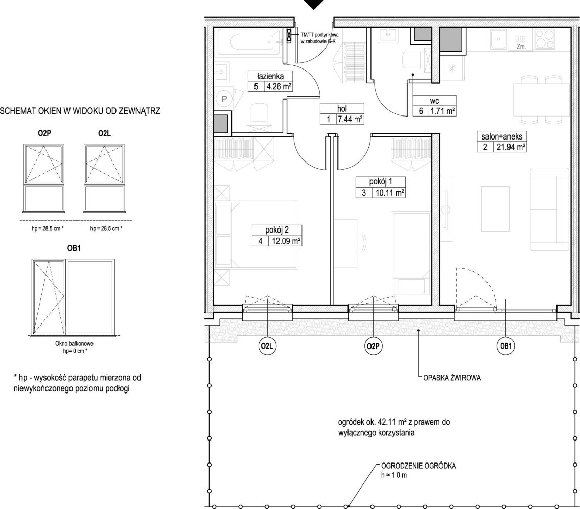 INPRO S.A. - Atut - mieszkanie 3-pok. 57.55 m2 ogródek, łazienka i oddzielna toaleta: zdjęcie 94247122