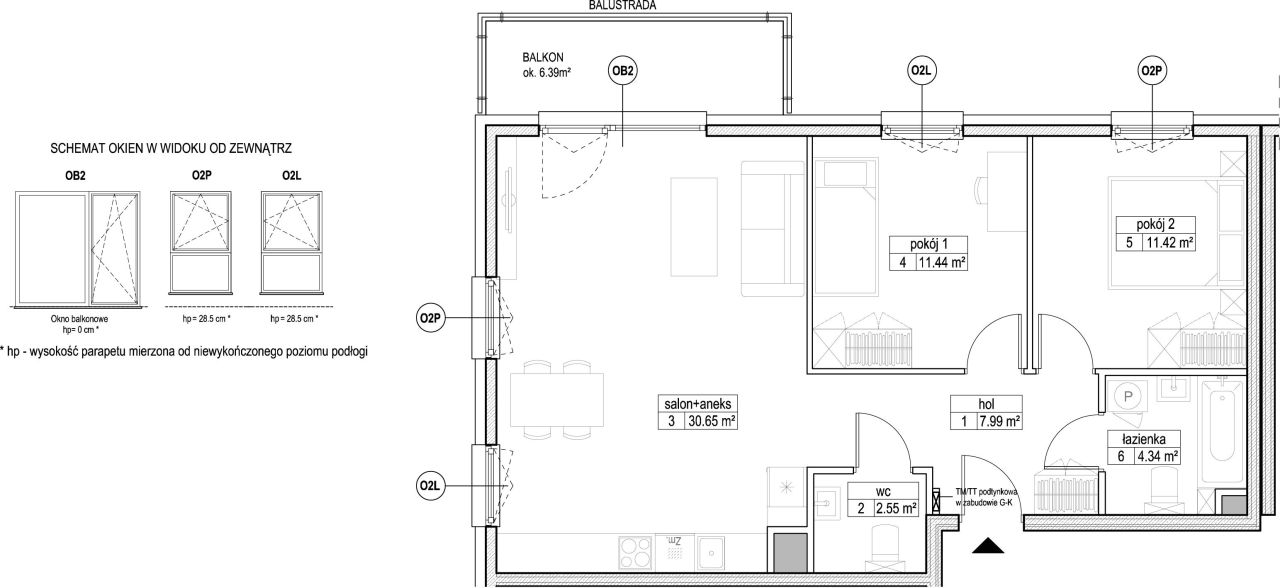 INPRO S.A. - Atut - mieszkanie 3-pok. 68.39 m2 łazienka i oddzielna toaleta: zdjęcie 94247271