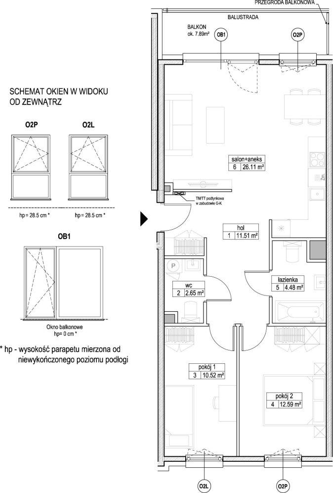 INPRO S.A. - Atut - mieszkanie 3-pok. 67.86 m2 łazienka i oddzielna toaleta: zdjęcie 94247290