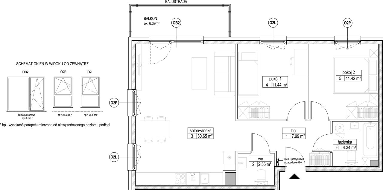 INPRO S.A. - Atut - mieszkanie 3-pok. 68.39 m2 łazienka i oddzielna toaleta: zdjęcie 94247354