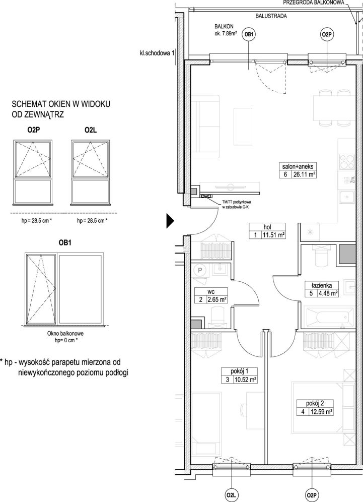 INPRO S.A. - Atut - mieszkanie 3-pok. 67.86 m2 łazienka i oddzielna toaleta: zdjęcie 94247374
