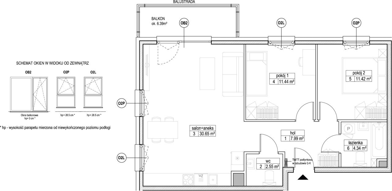 INPRO S.A. - Atut - mieszkanie 3-pok. 68.39 m2 łazienka i oddzielna toaleta: zdjęcie 94247440