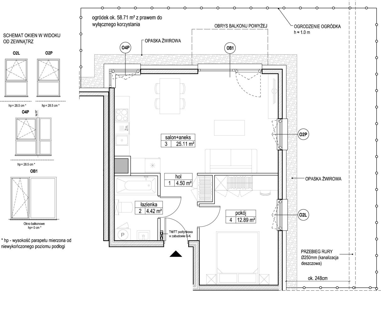 INPRO S.A. - Atut - mieszkanie 2-pok. 46.92 m2 ogródek, łazienka i oddzielna toaleta: zdjęcie 94247458