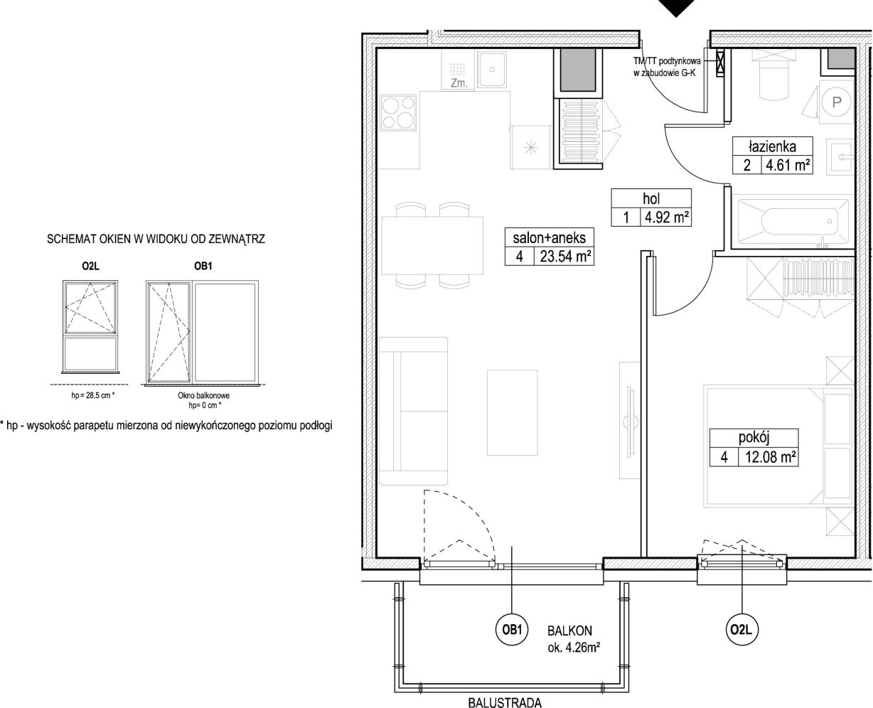 INPRO S.A. - Atut - mieszkanie 2-pok. 45.15 m2: zdjęcie 94247656