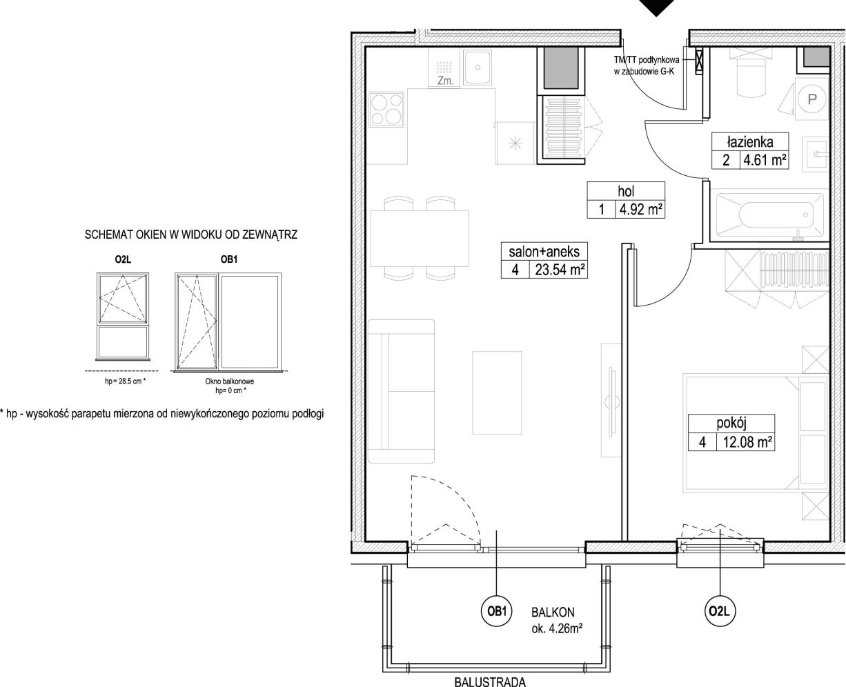 INPRO S.A. - Atut - mieszkanie 2-pok. 45.15 m2: zdjęcie 94247740