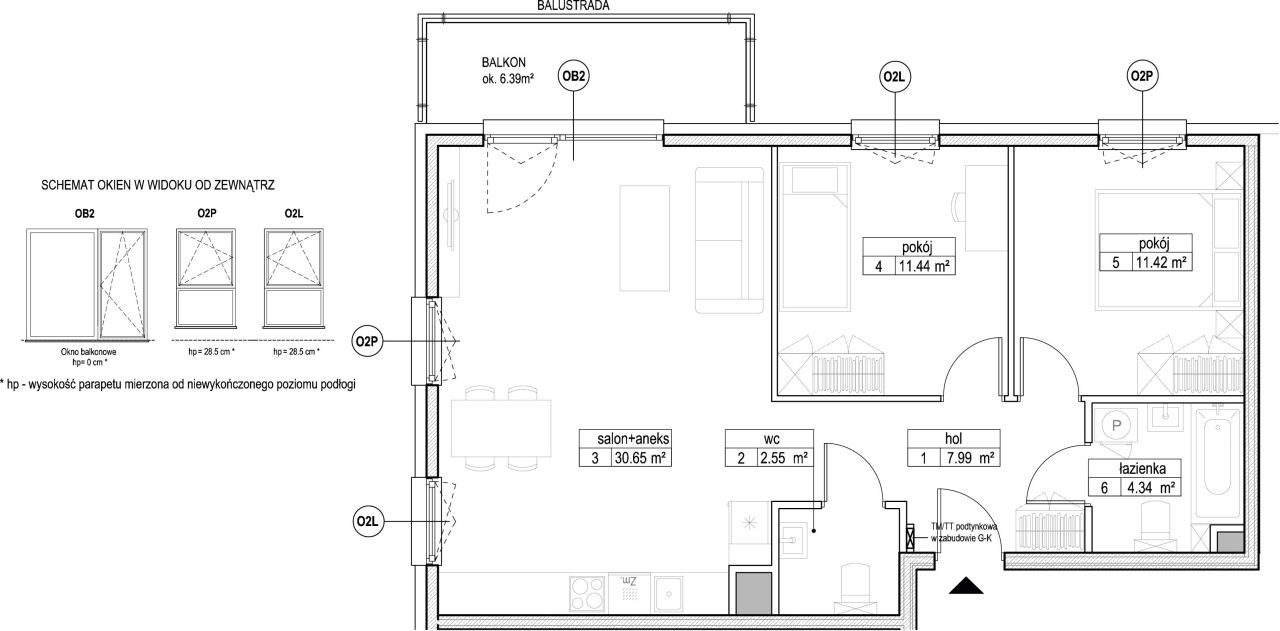 INPRO S.A. - Atut - mieszkanie 3-pok. 68.39 m2 łazienka i oddzielna toaleta: zdjęcie 94247930