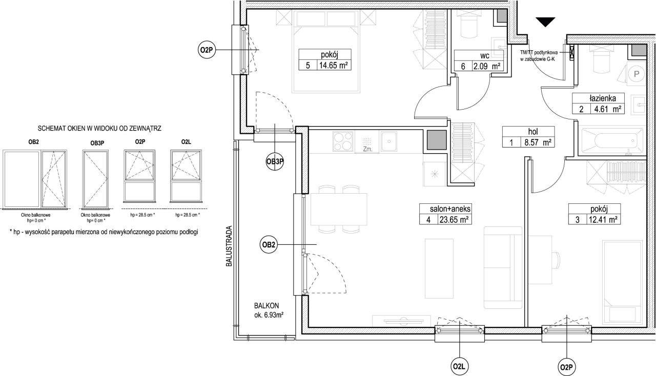 INPRO S.A. - Atut - mieszkanie 3-pok. 65.98 m2 łazienka i oddzielna toaleta: zdjęcie 94247995