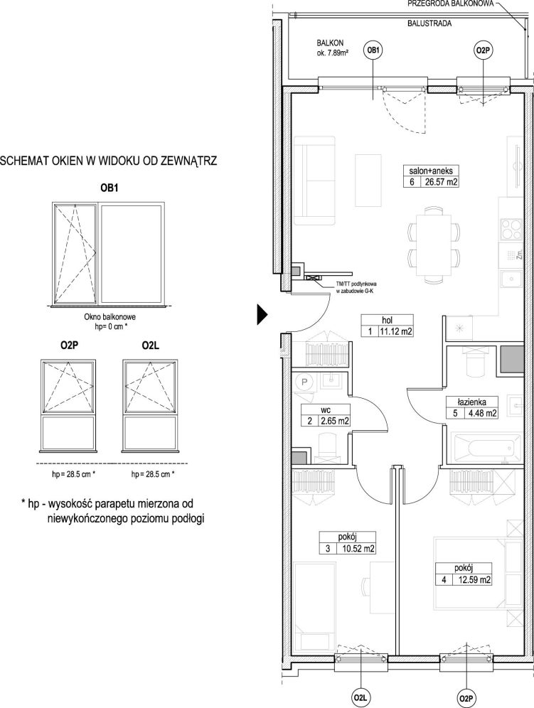 INPRO S.A. - Atut - mieszkanie 3-pok. 67.93 m2 łazienka i oddzielna toaleta: zdjęcie 94248036