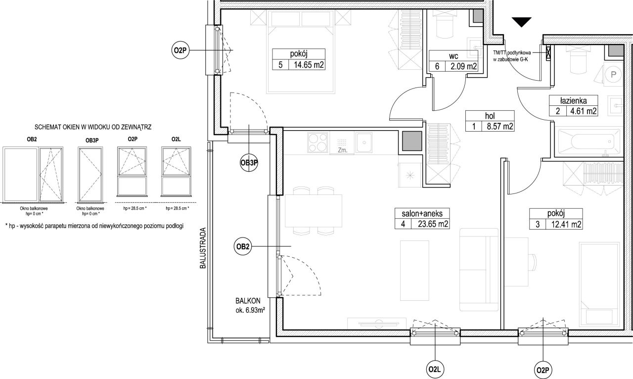 INPRO S.A. - Atut - mieszkanie 3-pok. 65.98 m2 łazienka i oddzielna toaleta: zdjęcie 94248078