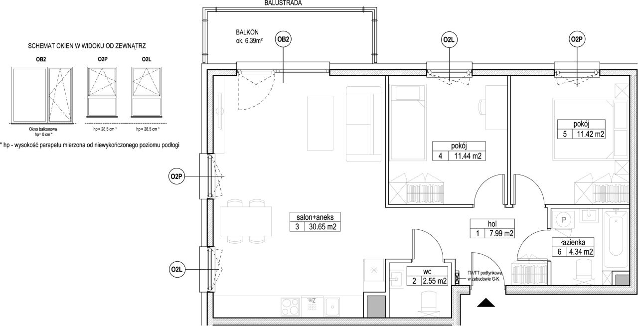 INPRO S.A. - Atut - mieszkanie 3-pok. 68.39 m2 łazienka i oddzielna toaleta: zdjęcie 94248095