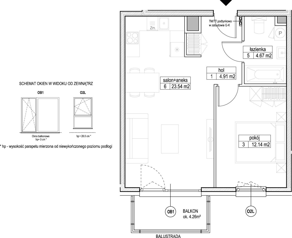 INPRO S.A. - Atut - mieszkanie 2-pok. 45.26 m2: zdjęcie 94248320