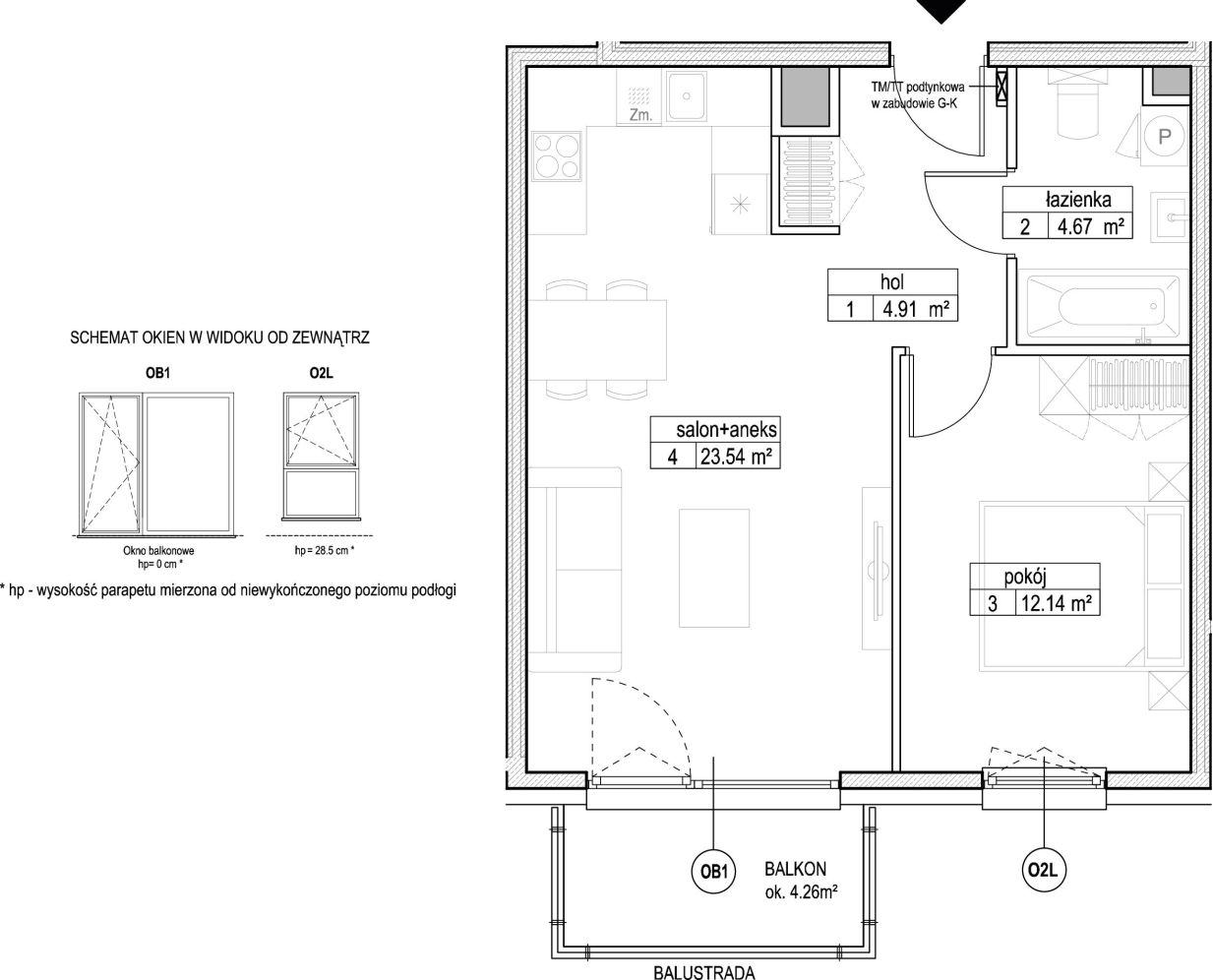 INPRO S.A. - Atut - mieszkanie 2-pok. 45.26 m2: zdjęcie 94248243