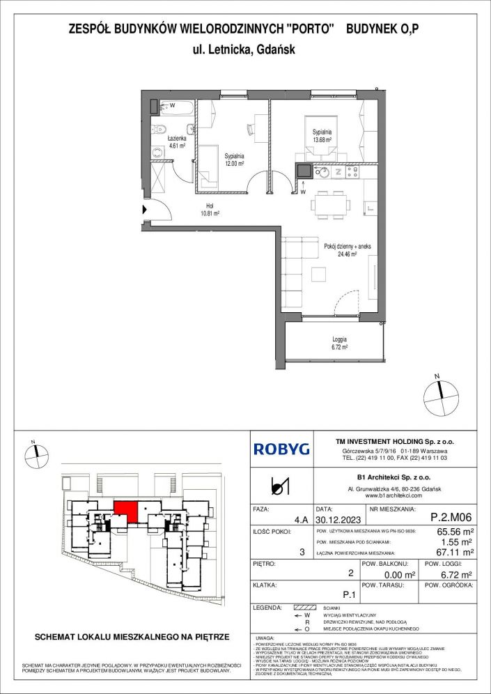 Mieszkanie 65.56 m&sup2; Gdańsk Letnica: zdjęcie 93406232