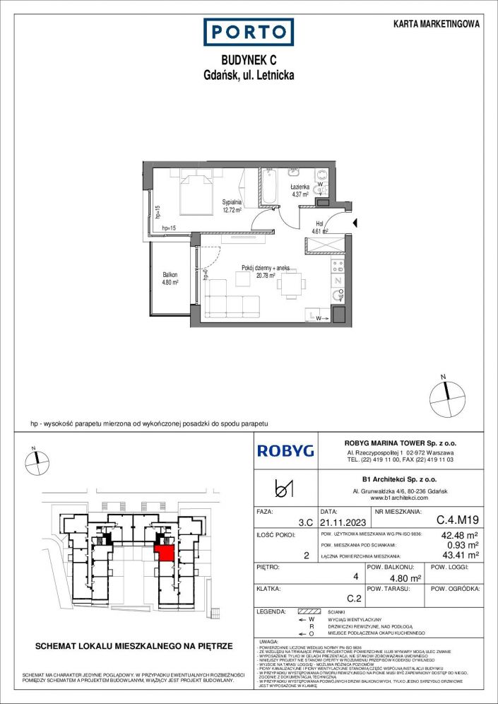 Mieszkanie 42.48 m&sup2; Gdańsk Letnica: zdjęcie 93405974