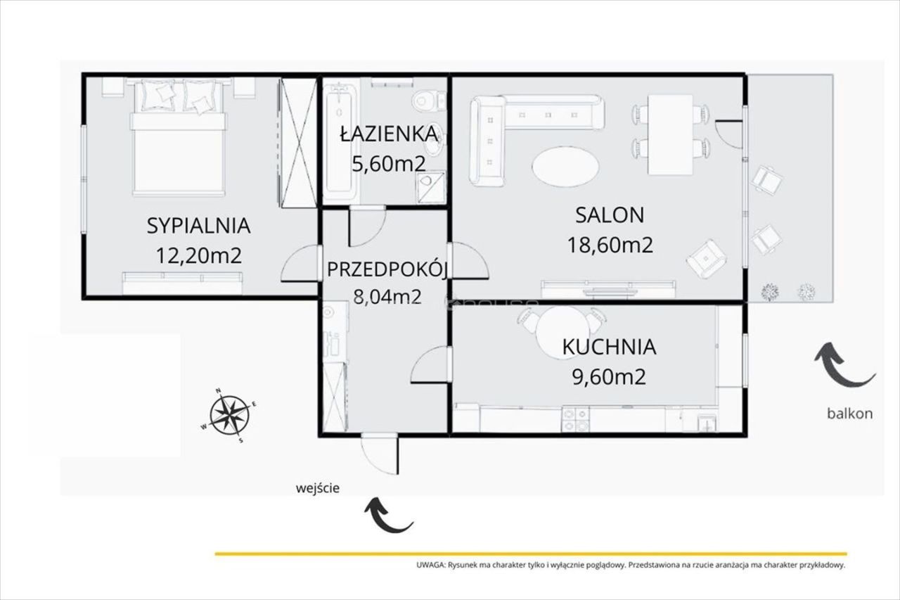 Mieszkanie na sprzedaż, Borkowo, 2 pokoje, 54,04 mkw, za 633000 zł: zdjęcie 93884206