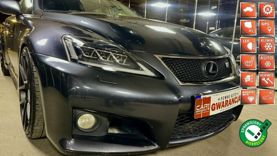 Lexus IS-F 5.0v8 moc 450KM full led. Dolot  obniżony gwint wydech piękny zamiana