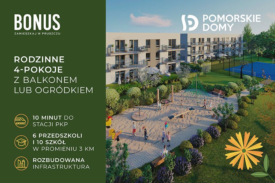 Promocja! 4-pokojowe mieszkanie z garderobą w Pruszczu Gdańskim